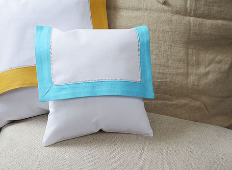 Mini Hemstitch Baby Envelope Pillows 8x8" Aqua Marine color